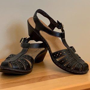 Clarks Black Leather Sandals